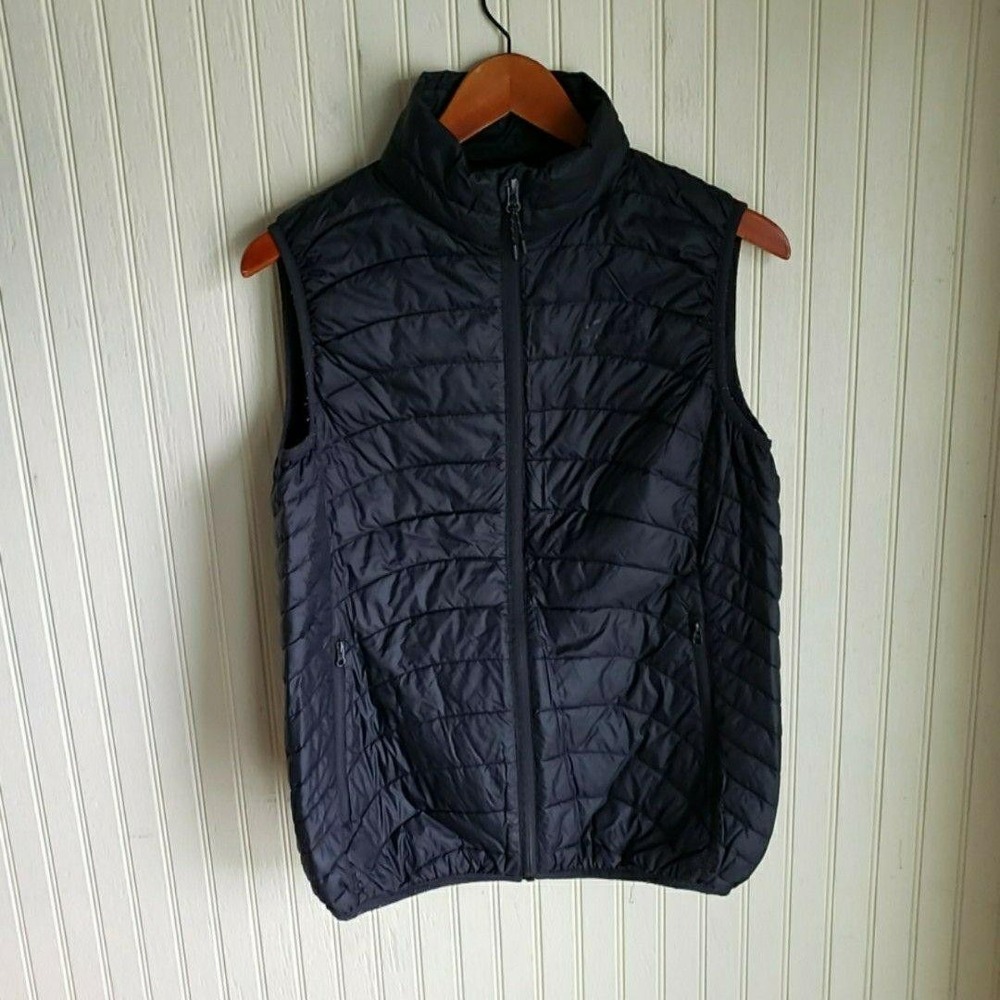 Sportcaster Vest Mens Small Black Quilted Full Zip Insulated Lightweight Warm